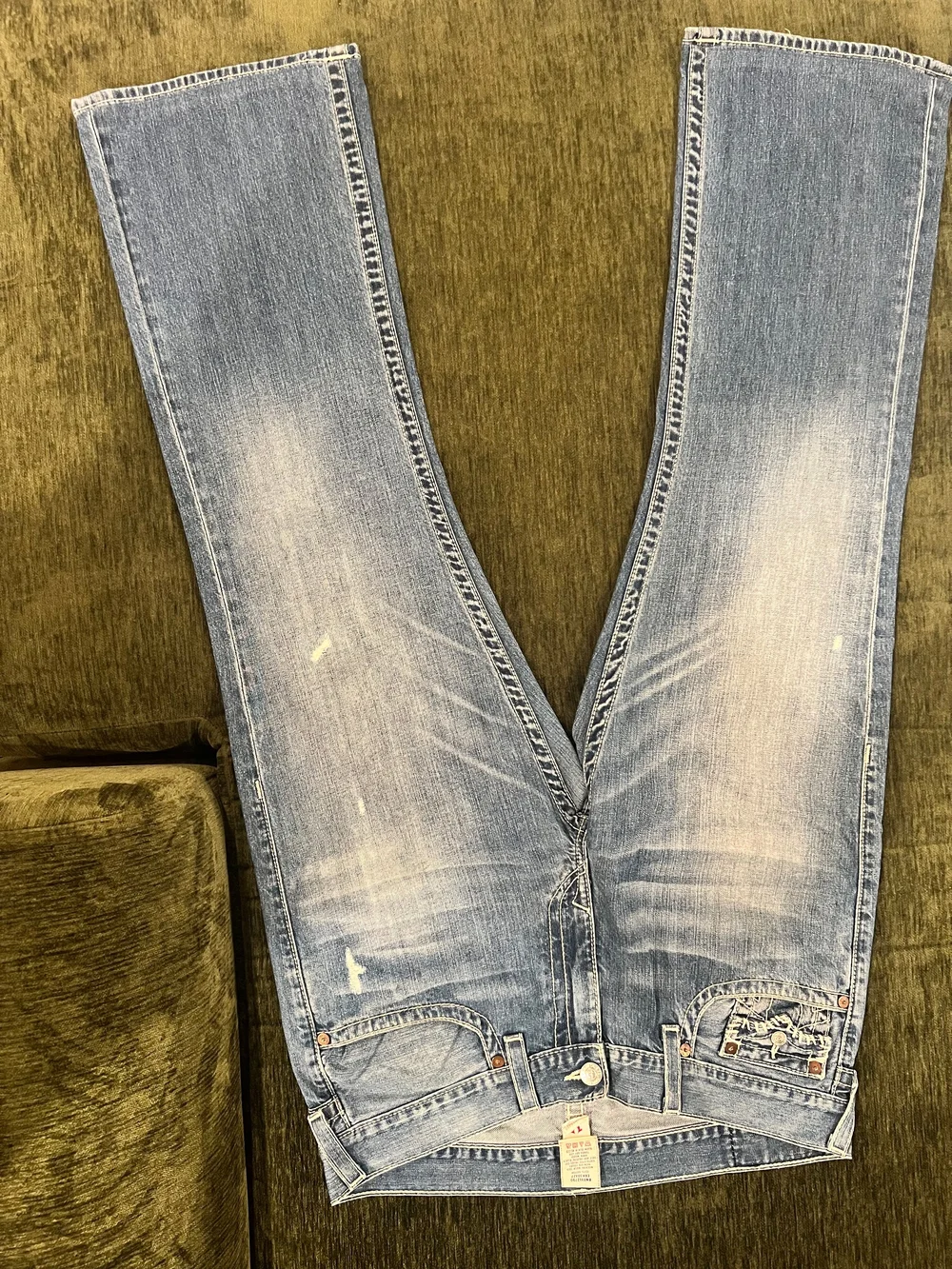 True Religion Men's Faded Blue Bootcut Jeans